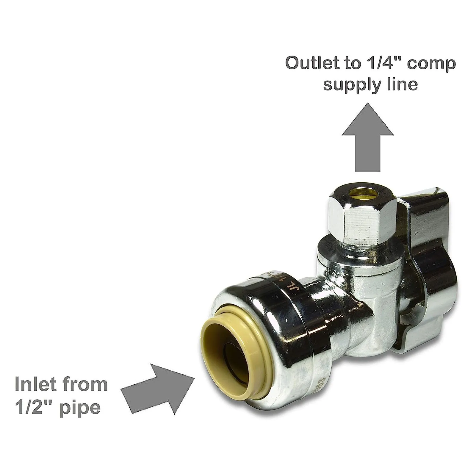 1/2" NOM x 1/4" OD COMP Straight Push-Fit Valve 2 Pack