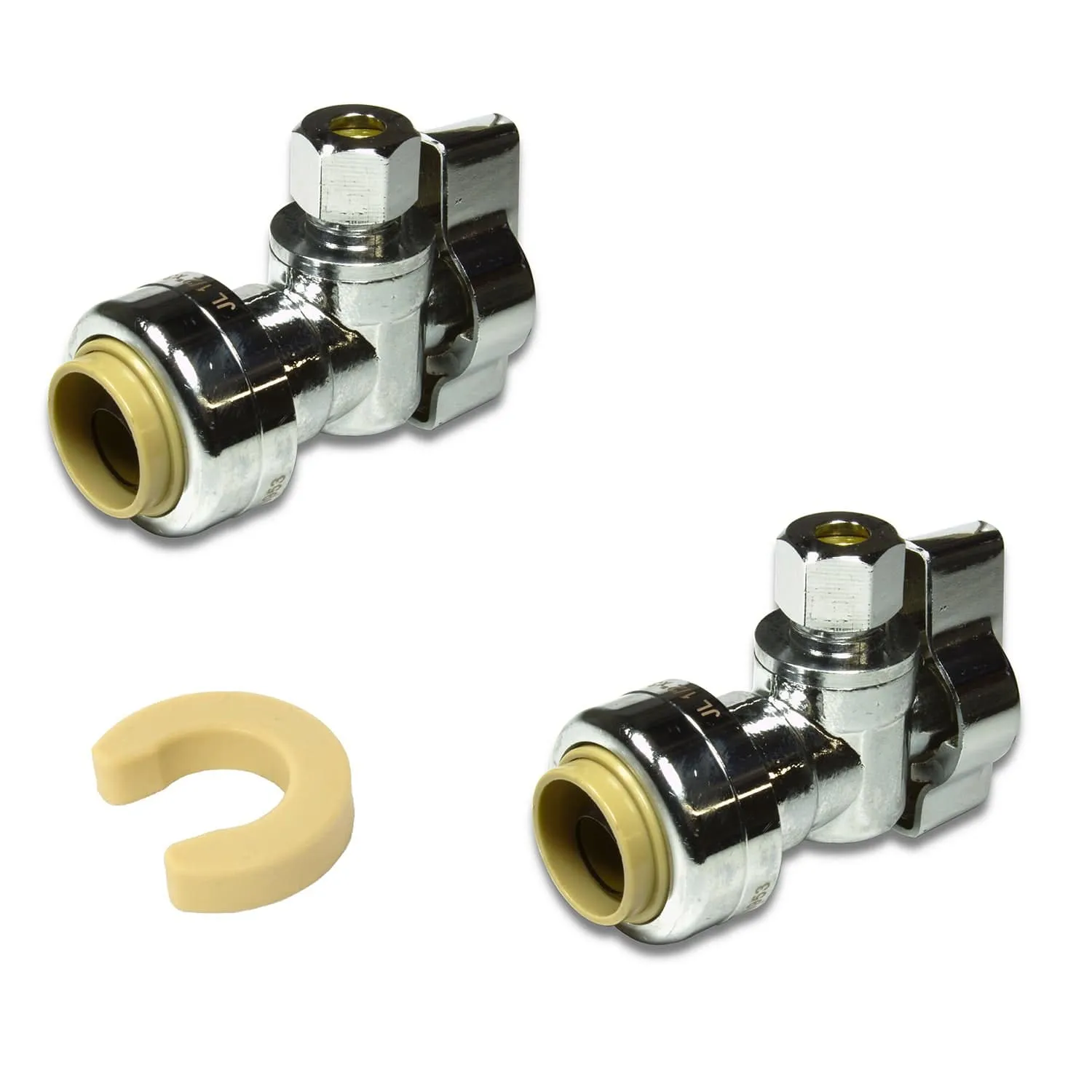 1/2" NOM x 1/4" OD COMP Straight Push-Fit Valve 2 Pack