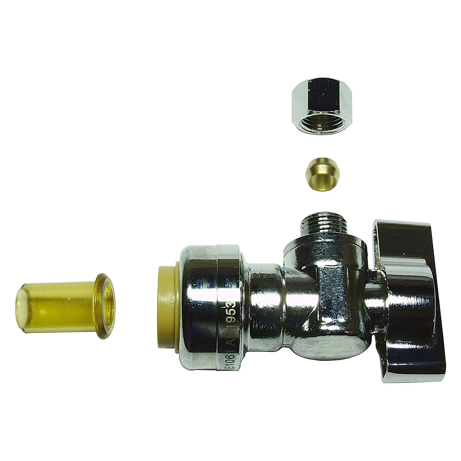 1/2" NOM x 1/4" OD COMP Straight Push-Fit Valve 2 Pack