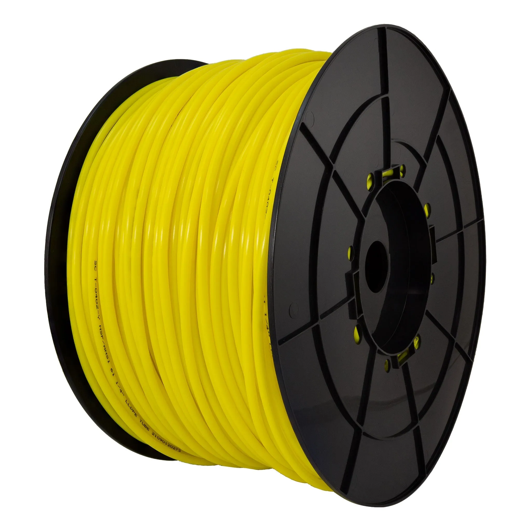 1/4" LLDPE Tube. 1000 FT or 300 M Roll. With Spool. Yellow Color. Certified by NSF.