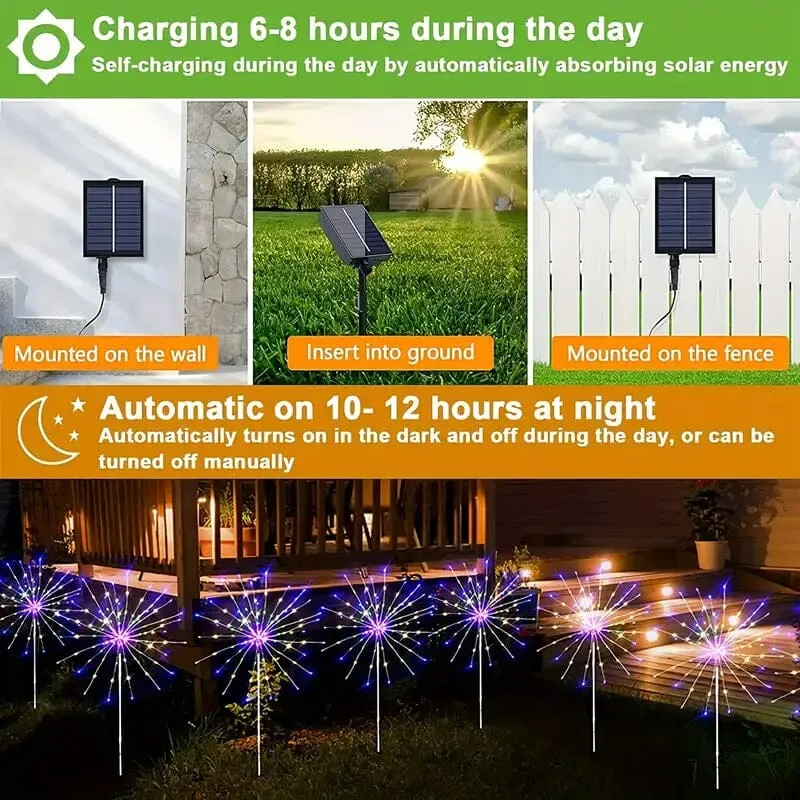 60 LED Multicolor Outdoor Solar Powered Firework Lights