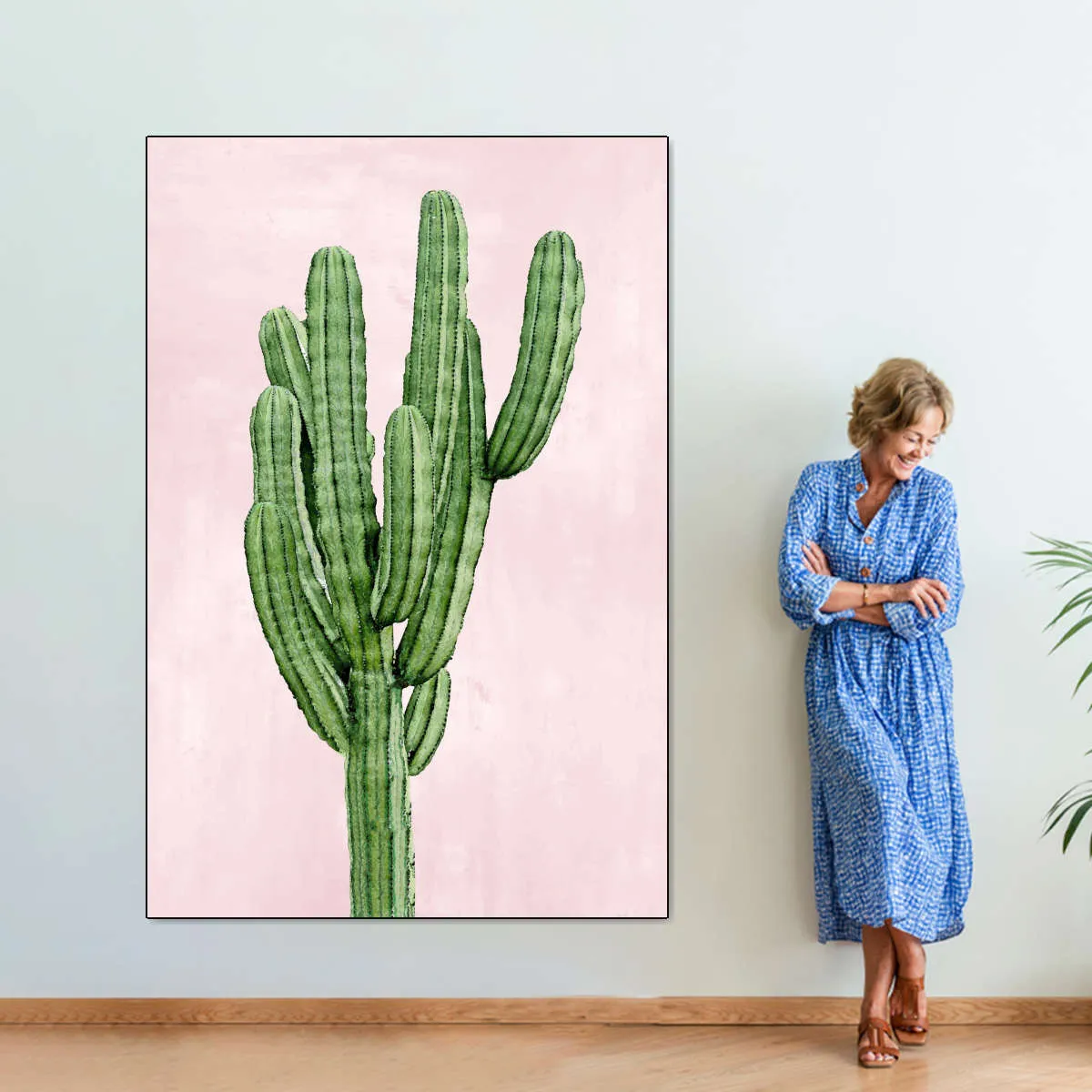 A Cactus On Pink I Wall Art