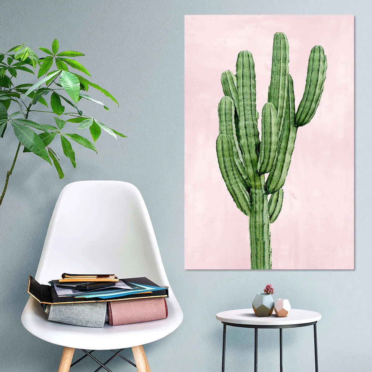 A Cactus On Pink I Wall Art