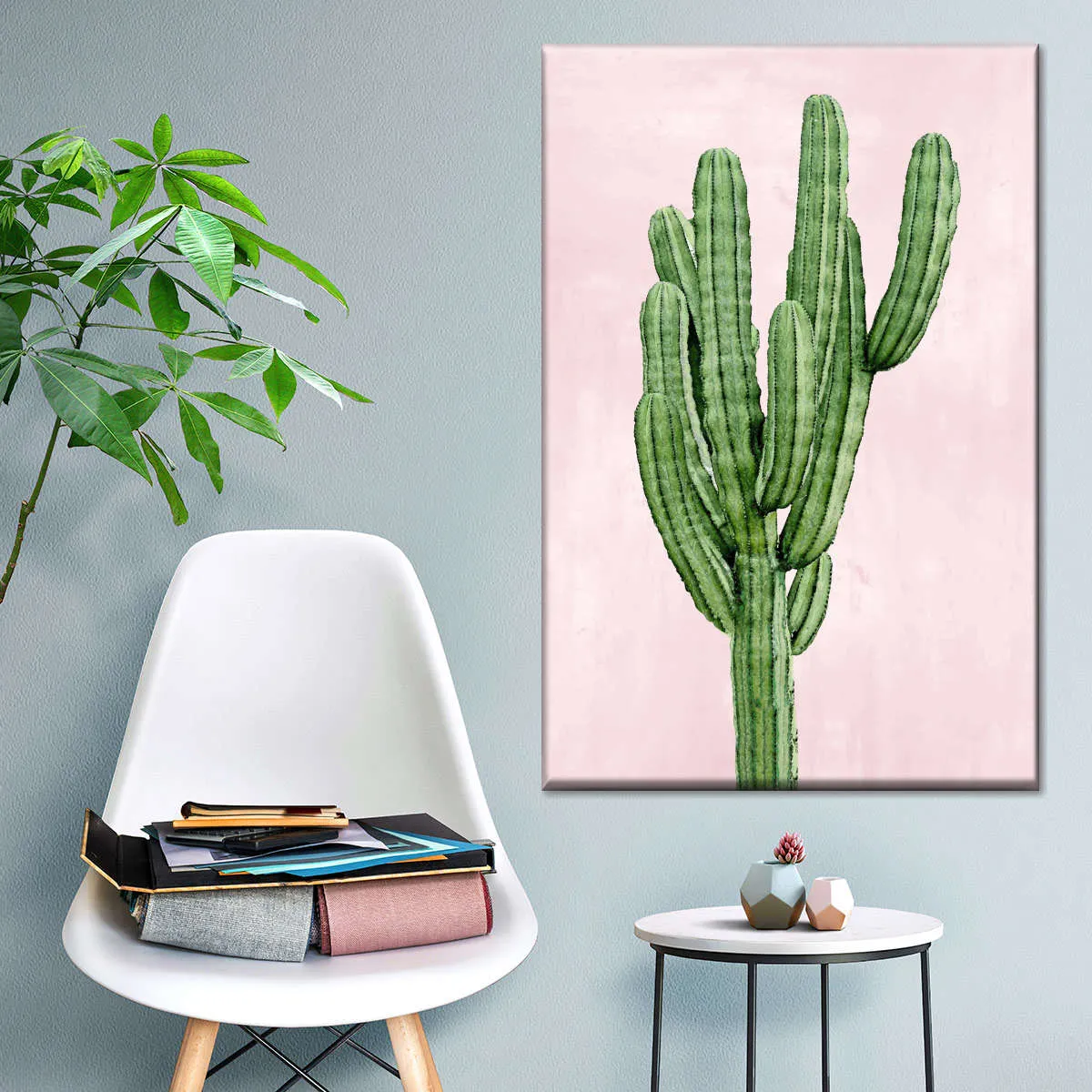 A Cactus On Pink I Wall Art