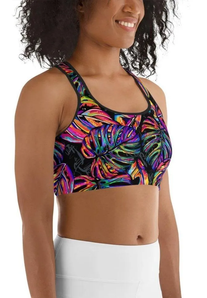 Artsy Tropical Sports Bra