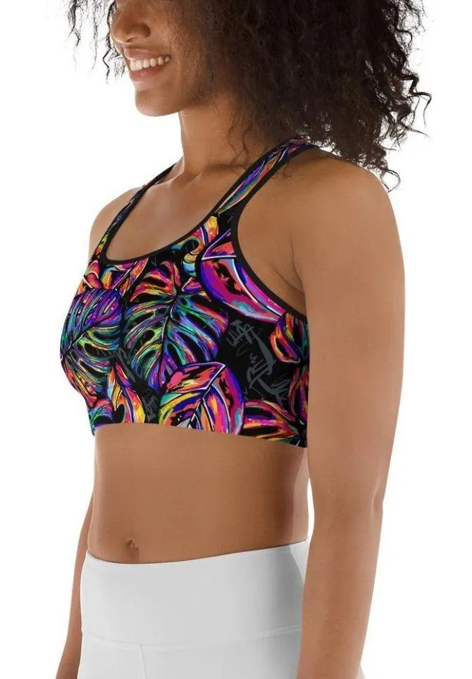 Artsy Tropical Sports Bra