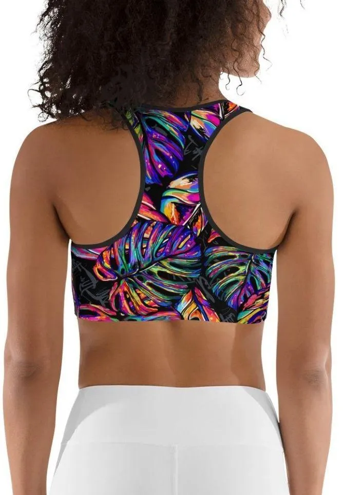 Artsy Tropical Sports Bra