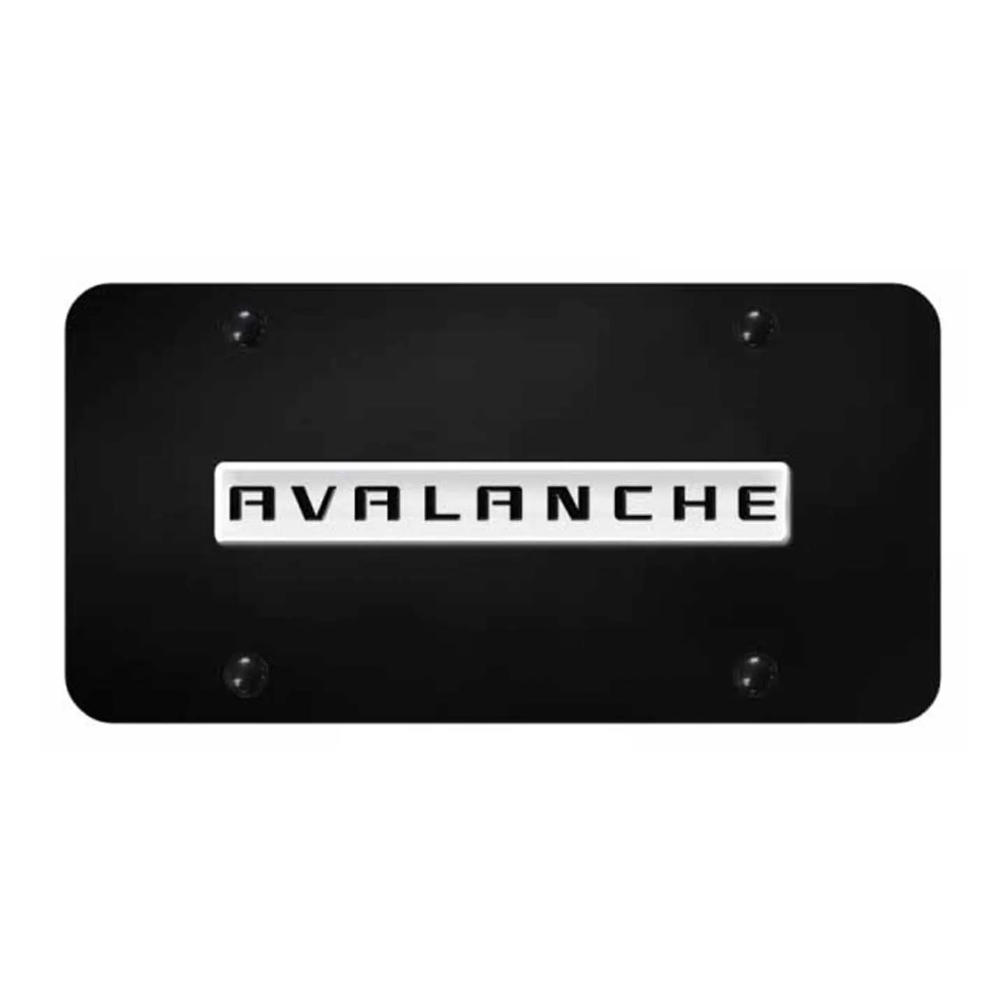 Avalanche Name License Plate - Chrome on Black