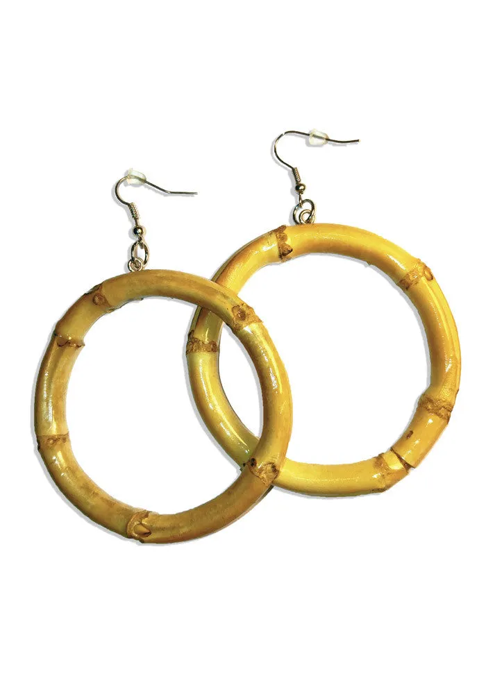 Bamboo Hoop Earrings - Natural