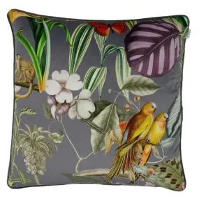 Barbados Grey Dusk Tropical Velvet Cushion (60cm x 60cm)