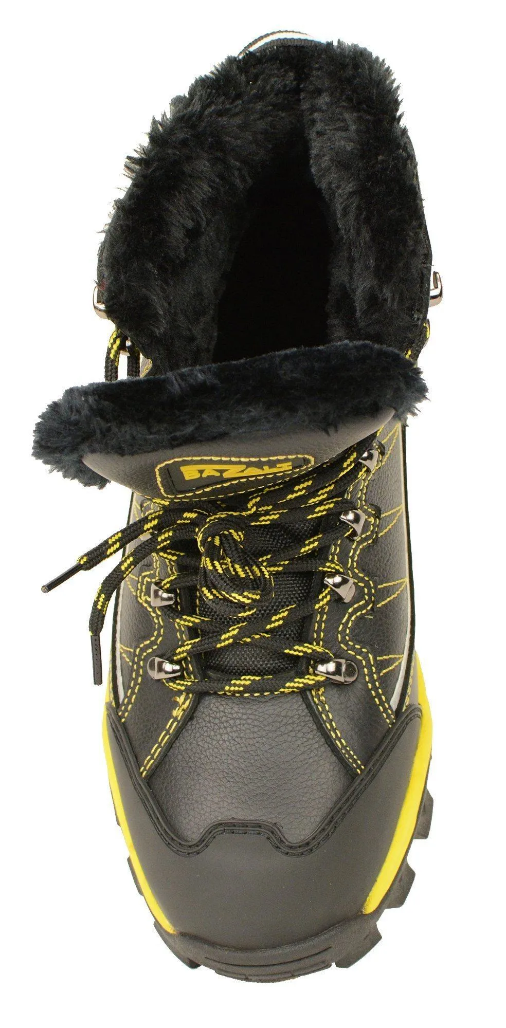 Bazalt MBM9124 Men's Faux Fur Lined Black with Yellow Water and Frost Proof Leather Outdoor Boots