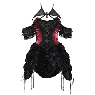 [Blood Supply] Halloween Royal Velvet Court Gothic Drawstring Dress