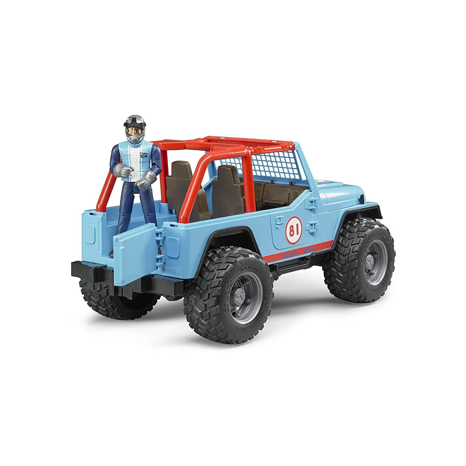 Bruder Jeep Cross Country Off Road Racer in Blue with Driver Action Figure