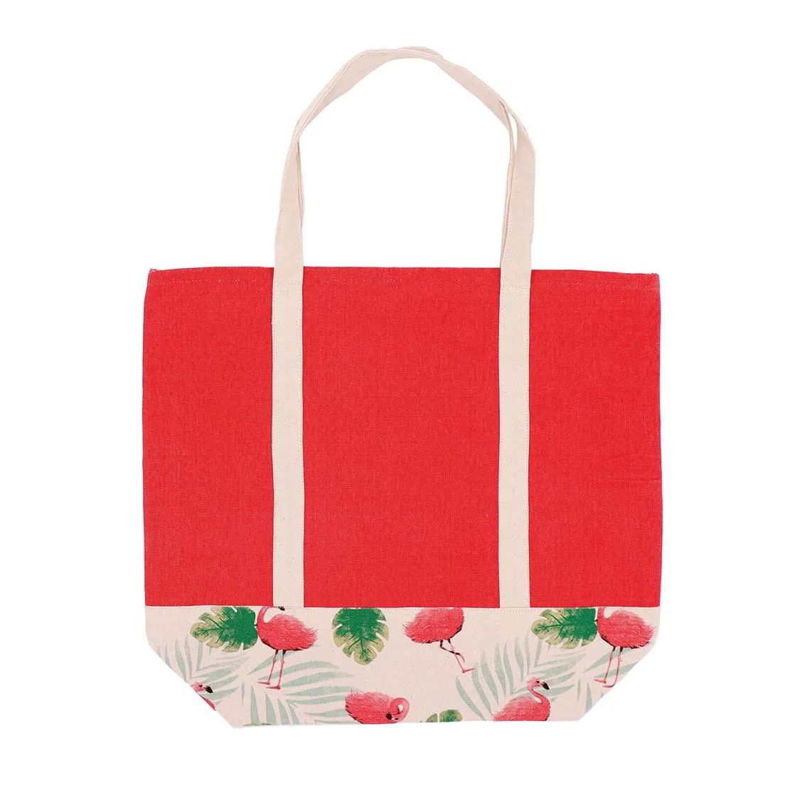 Canvas Flamingo Boat Library Tote