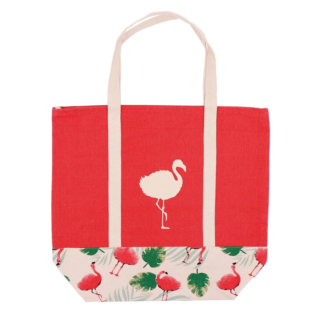 Canvas Flamingo Boat Library Tote