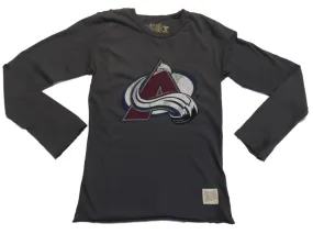 Colorado Avalanche Retro Brand WOMEN Gray Cotton Long Sleeve T-Shirt