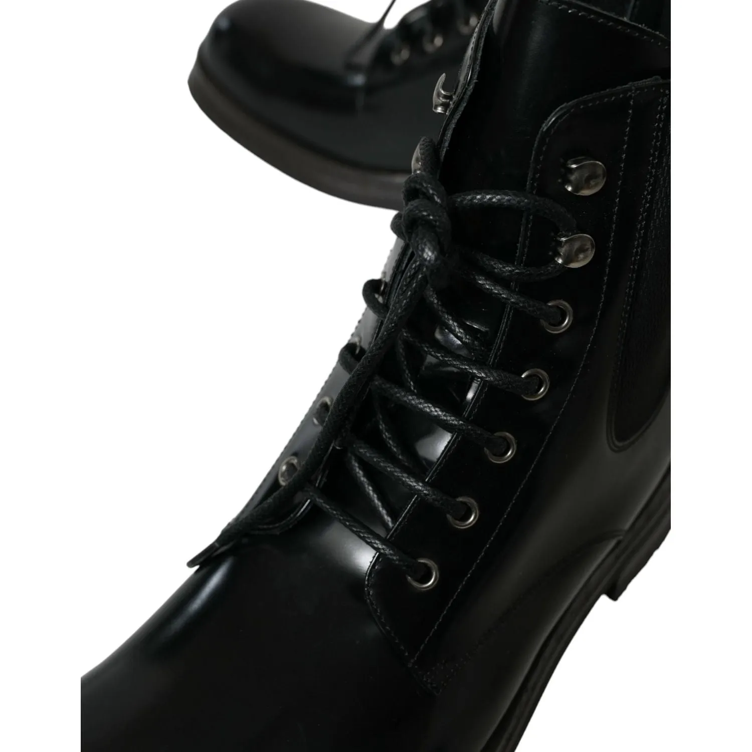 Dolce & Gabbana Elegant Black Leather Mid Calf Men's Boots