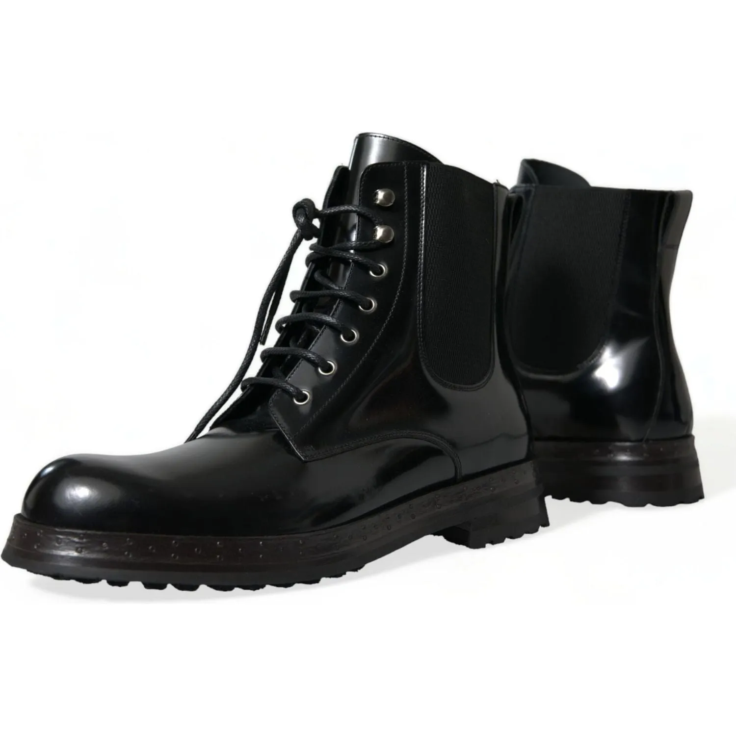 Dolce & Gabbana Elegant Black Leather Mid Calf Men's Boots