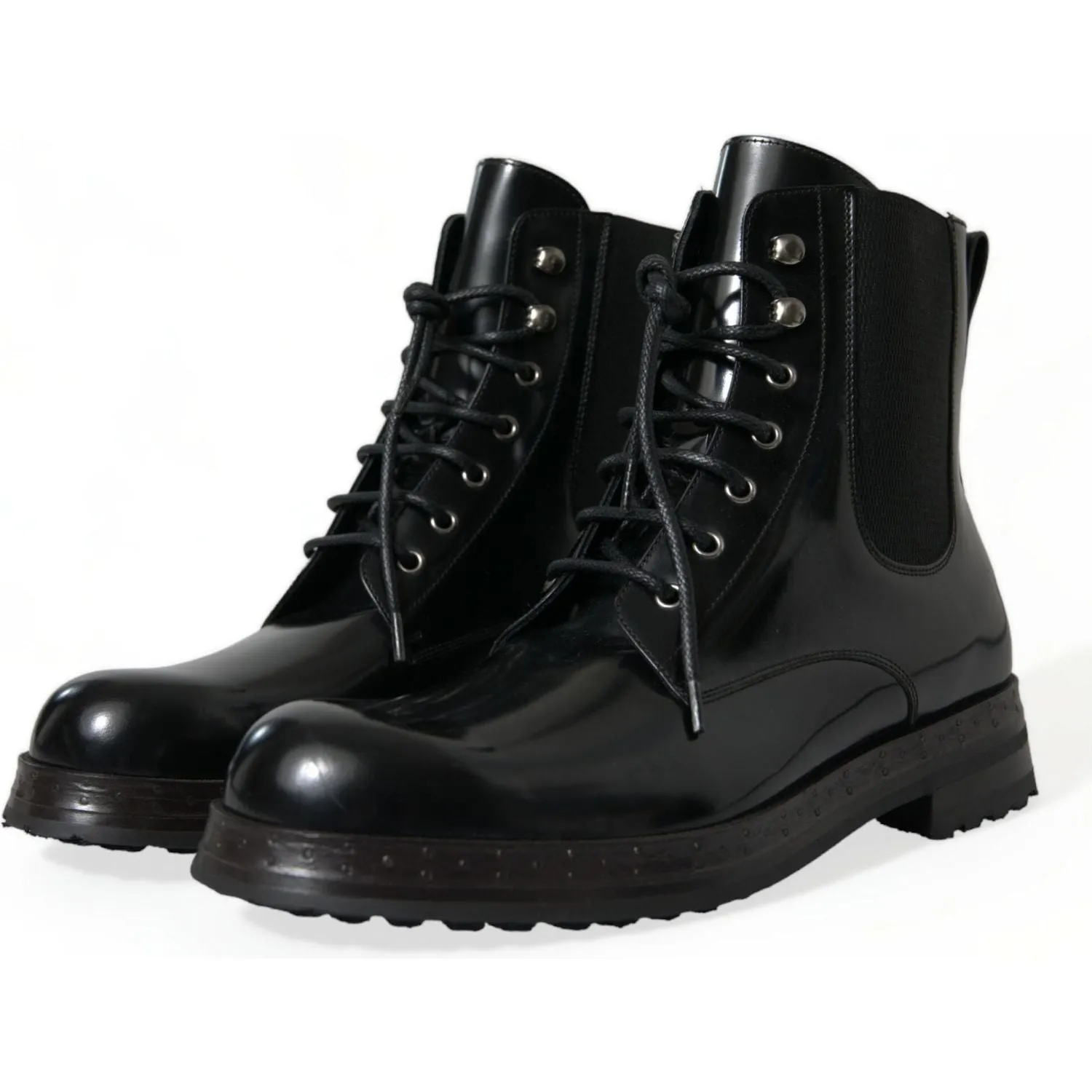 Dolce & Gabbana Elegant Black Leather Mid Calf Men's Boots