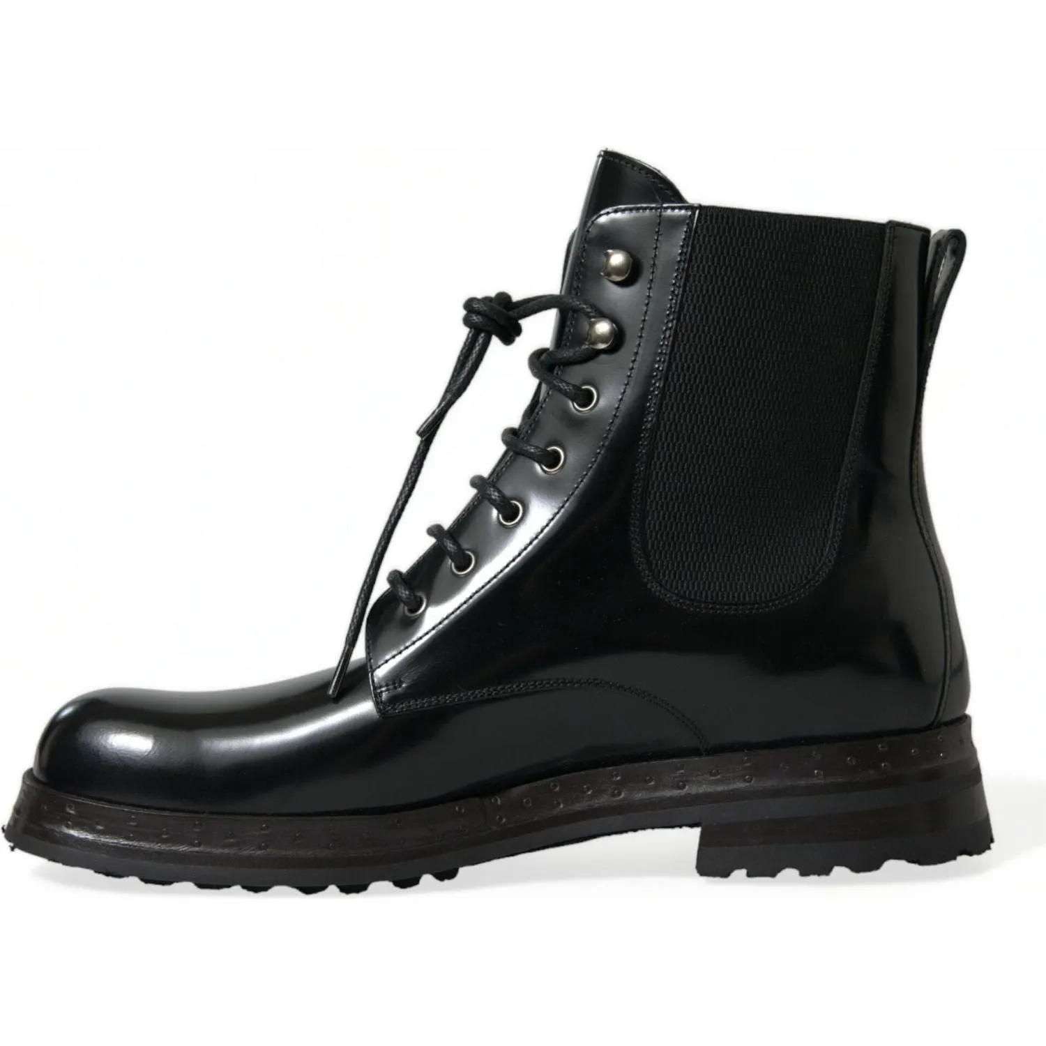 Dolce & Gabbana Elegant Black Leather Mid Calf Men's Boots