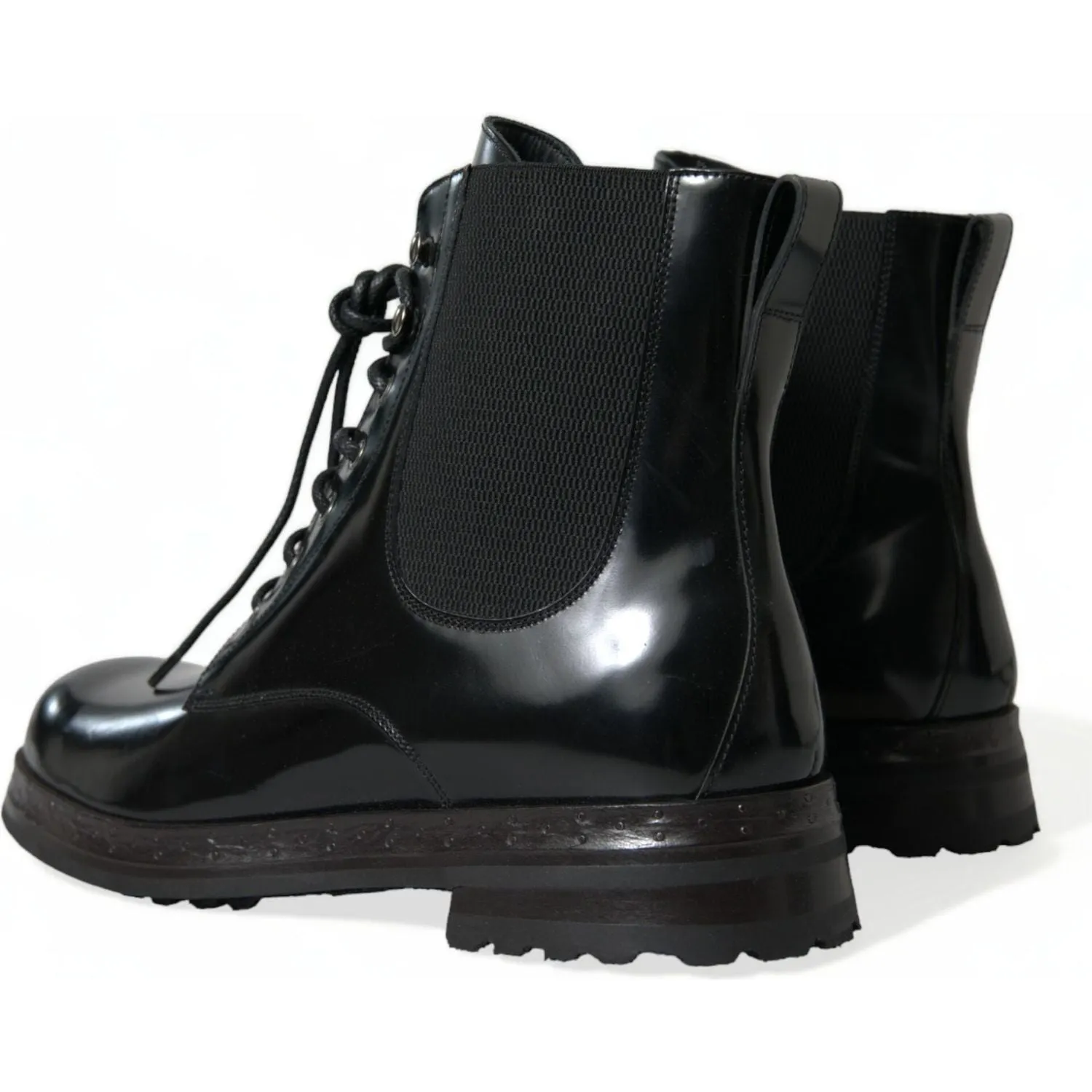 Dolce & Gabbana Elegant Black Leather Mid Calf Men's Boots