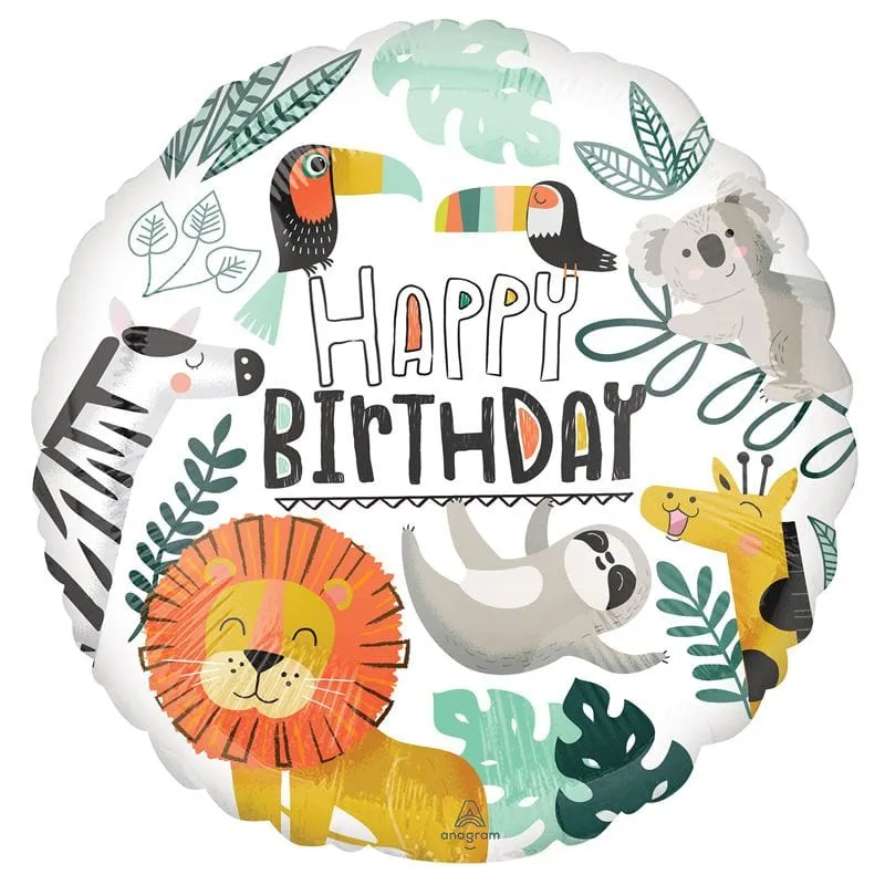 Get Wild Safari Party Happy Birthday Foil Balloon