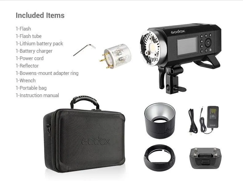 Godox AD400Pro Witstro 400W Cordless Portable Outdoor TTL Flash Strobe