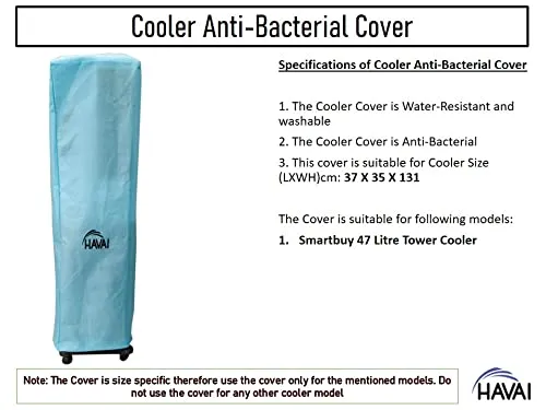 HAVAI Anti Bacterial Cover for Smartbuy 47 Litre Tower Cooler Water Resistant.Cover Size(LXBXH) cm: 37 X 35 X 131