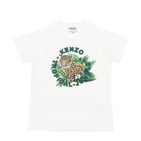 Kenzo Kids White Tropical Jungle Print T-Shirt