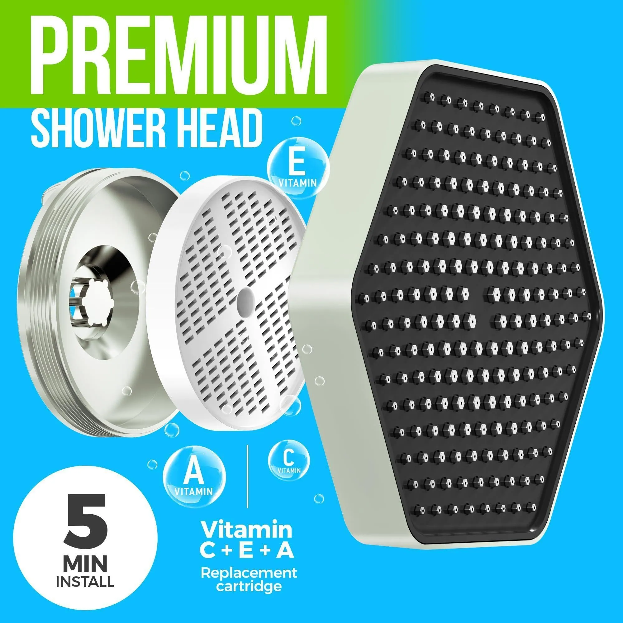 Luxury Filtered Shower Head High Pressure Rain Showerhead with Filter