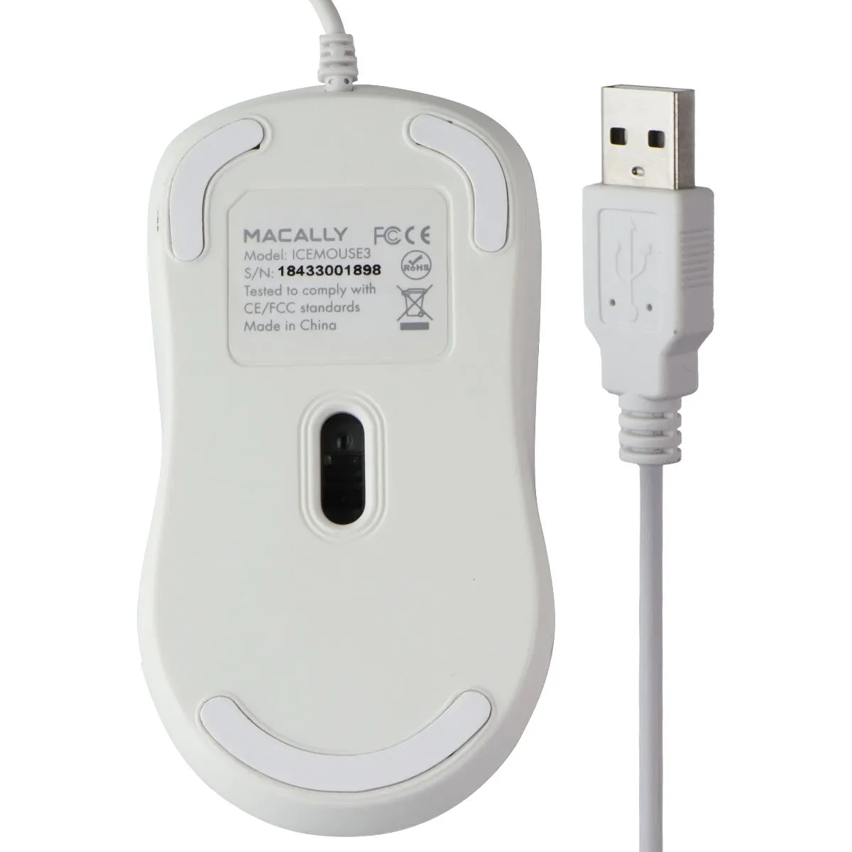 Macally (5-ft) USB Wired 3-Button Computer Mouse for Mac/PC - (ICEFROST3) White