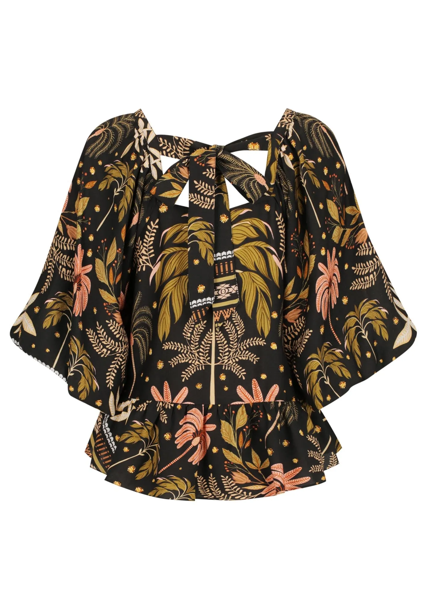 Midnight Tropical Peplum Blouse