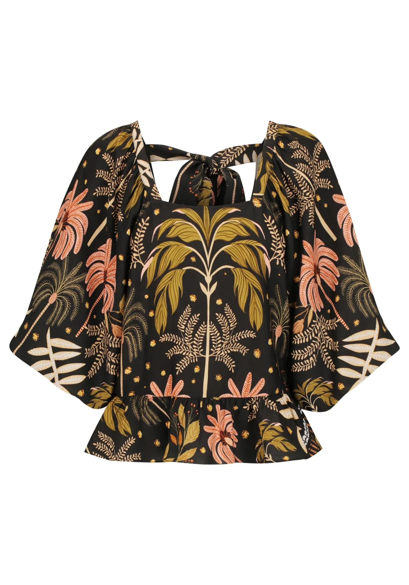 Midnight Tropical Peplum Blouse