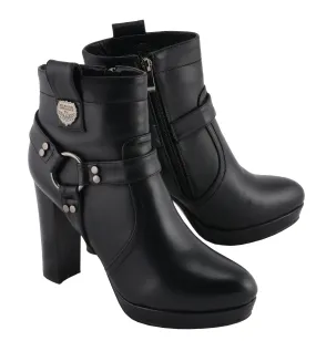 Milwaukee Leather MBL9432 Women's Black Harness Ankle Fashion Boots