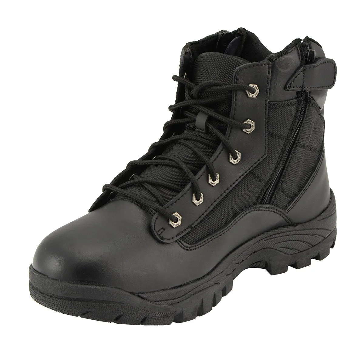 Milwaukee Leather Men's 6-inch Black Leather Swat Style-Tactical Lace-Up Biker Boots w/ Side Zippers MBM9011