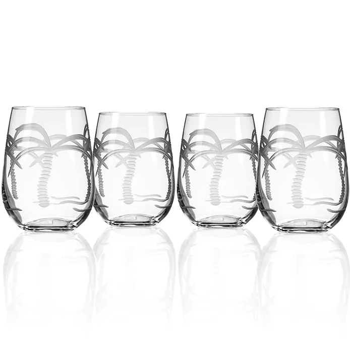 Palm Island Etched Glass Barware Collection