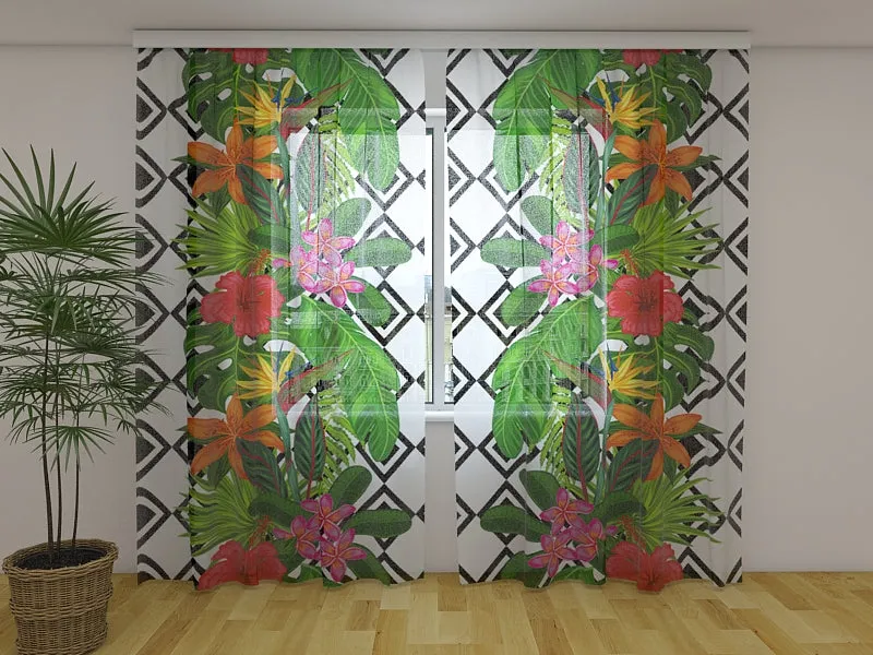 Photocurtain Tropical Plants and Rhombus