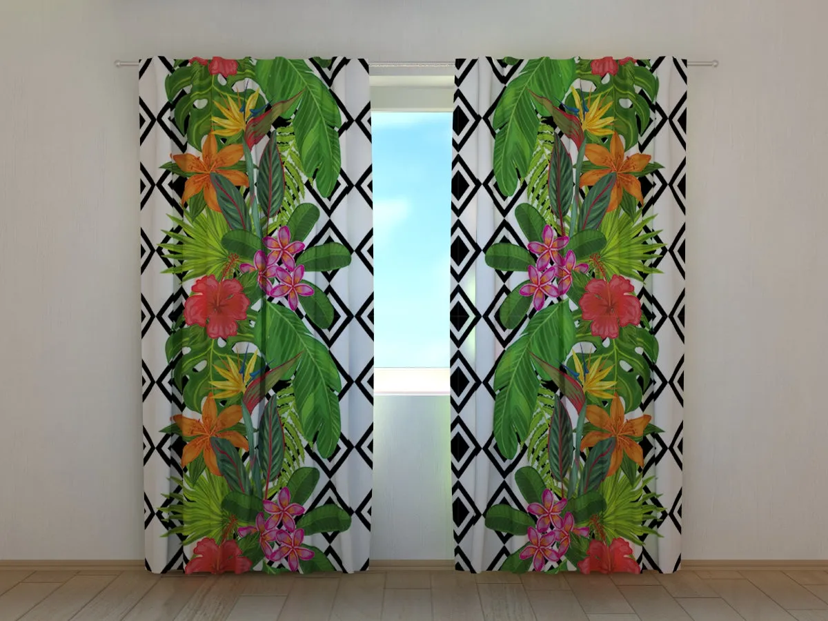 Photocurtain Tropical Plants and Rhombus