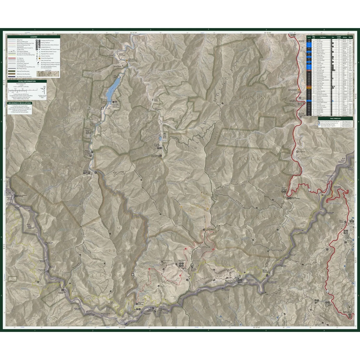 Pisgah Map Co. Shining Rock and Middle Prong Wilderness Areas