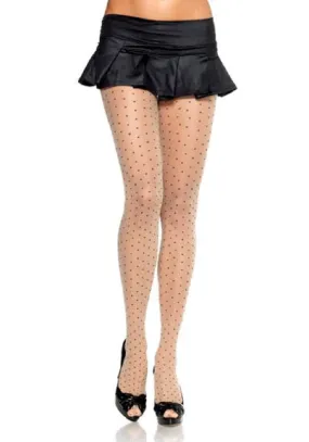 "Final Sale" Leg Avenue Nude Sheer Polka Dot Pantyhose