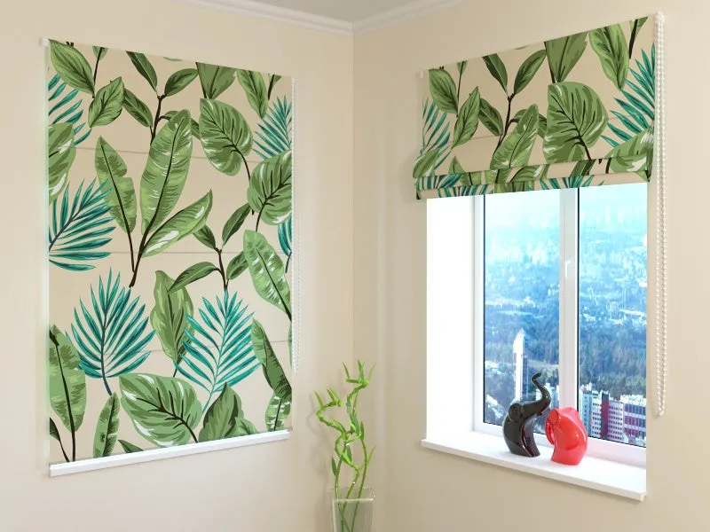 Roman Blind Green Leaves