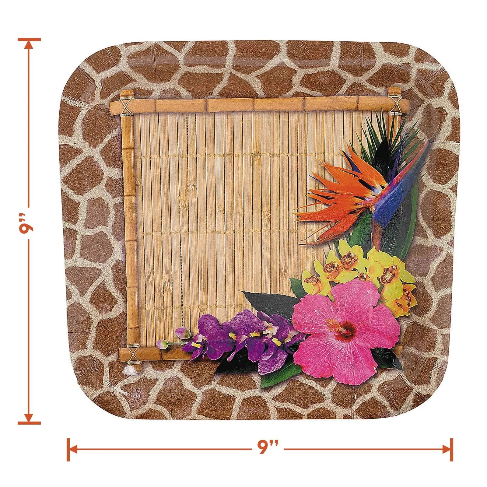 Safari Paradise Animal Print and Wild Floral Paper Dinner Plates and Lunch Napkins (Serves 16)