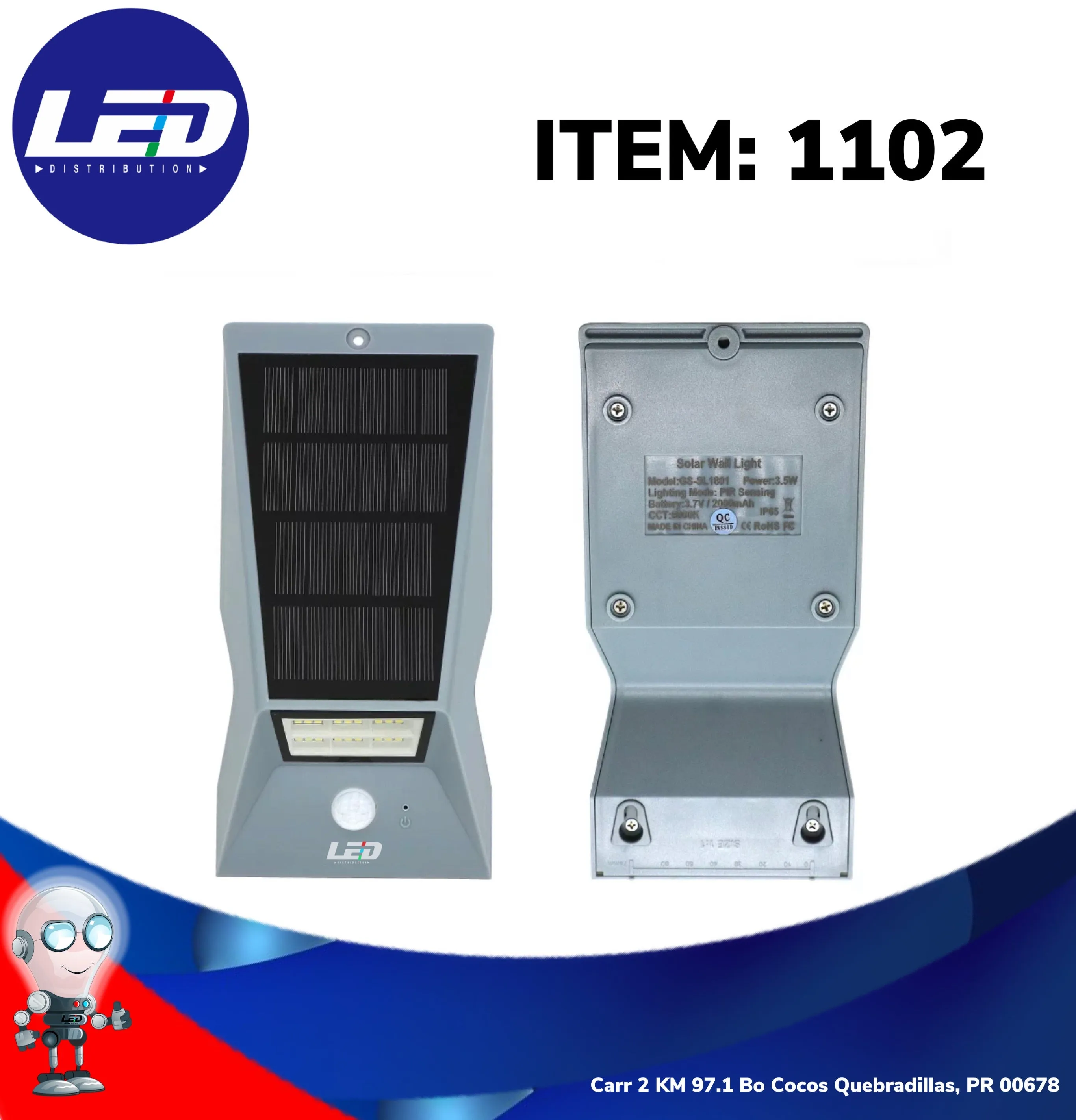 Slim Motion Sensor Wall Mounted Solar Light #1102