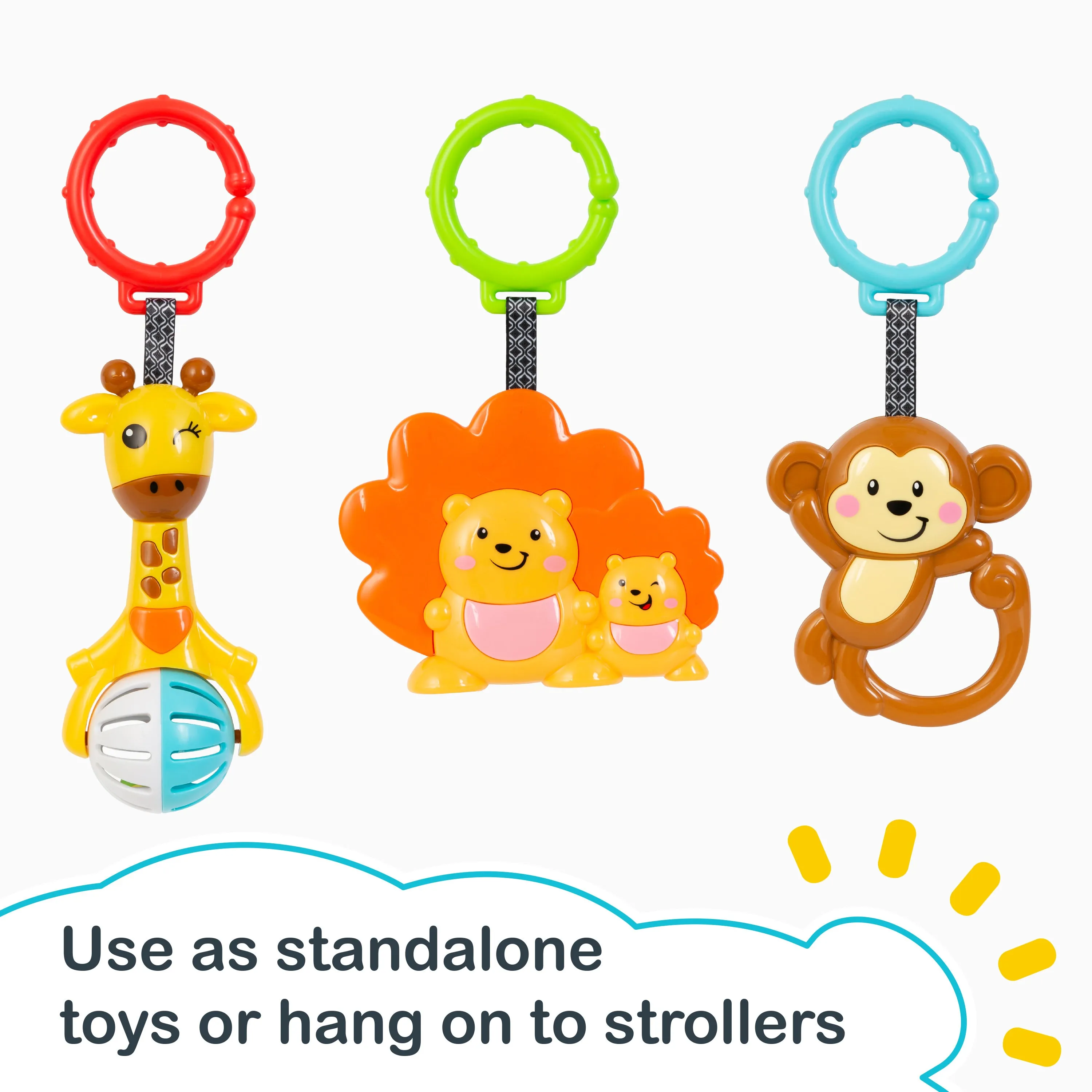 Smart Steps® Jingle Jungle Rattle Hooks - 3 Piece Assortment