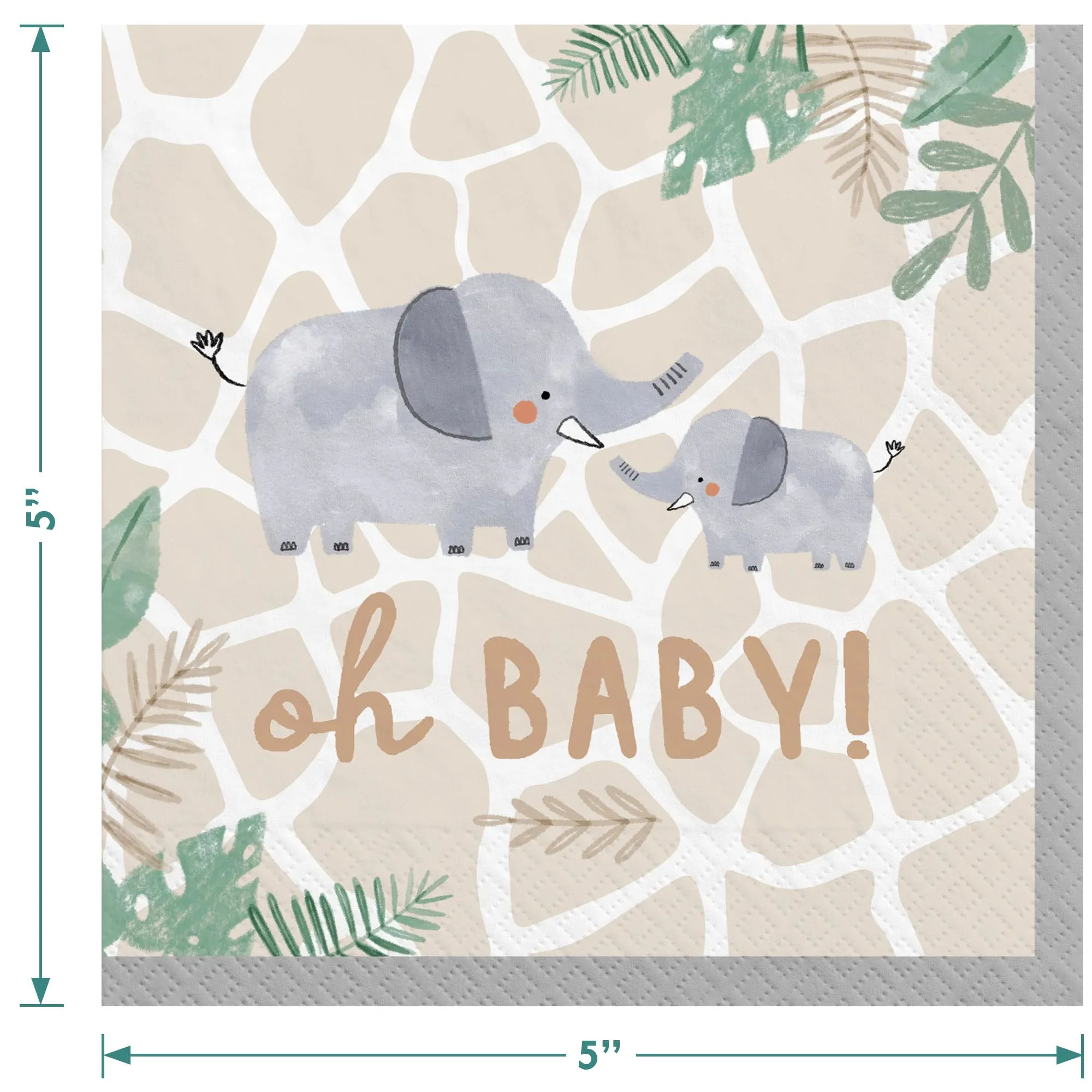 Soft Jungle Animal Print Baby Shower Dessert Plates and Beverage Napkins (Serves 16)