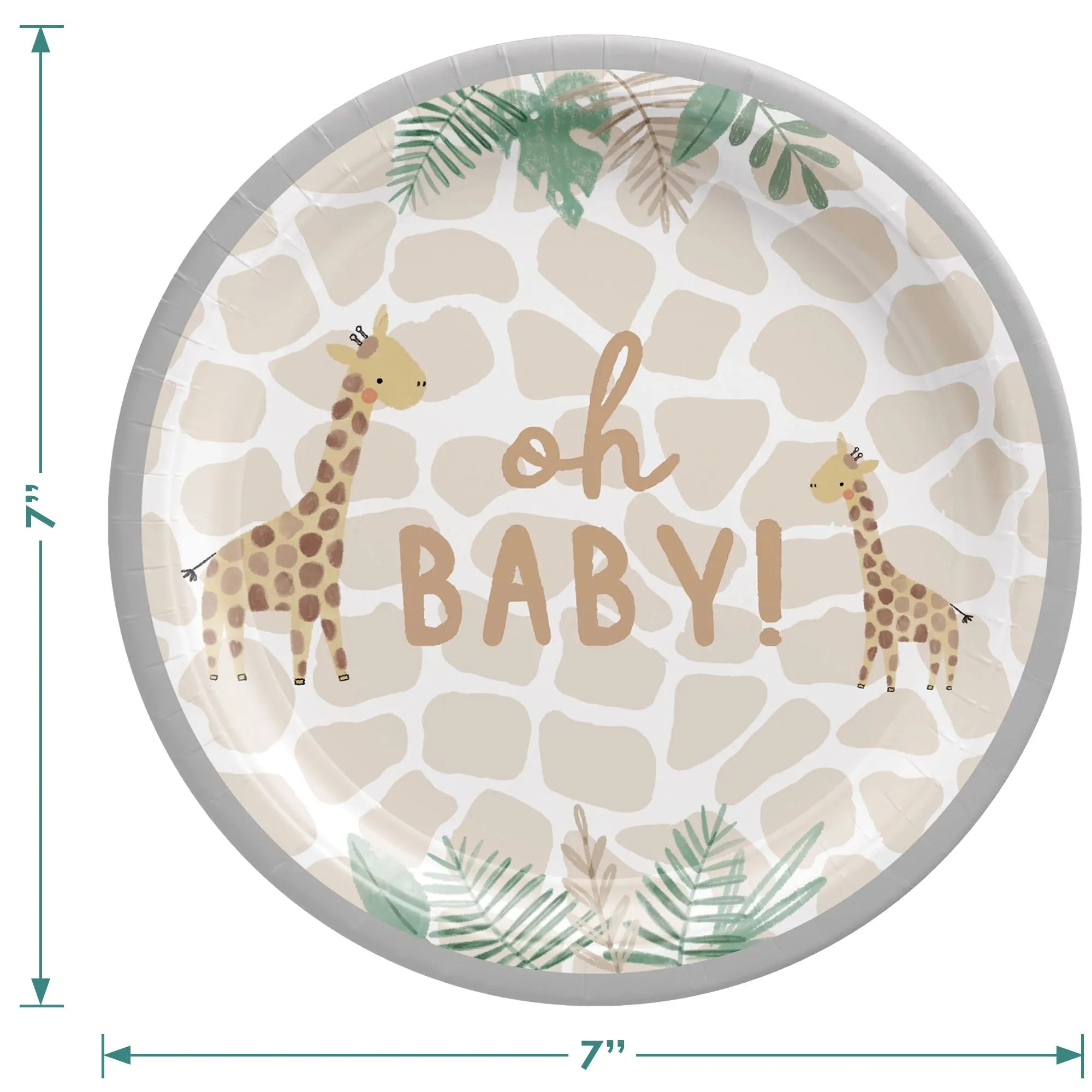 Soft Jungle Animal Print Baby Shower Dessert Plates and Beverage Napkins (Serves 16)