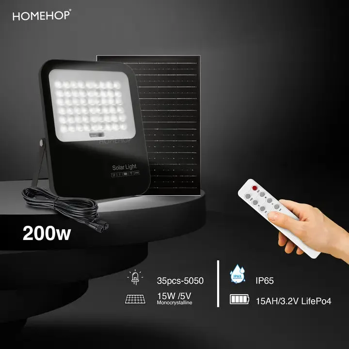 Solar Automatic LED Waterproof 200W Flood light with Remote for Home & Garden