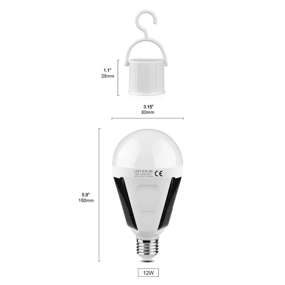 Solar Rechargeable 12W LED Light Bulb