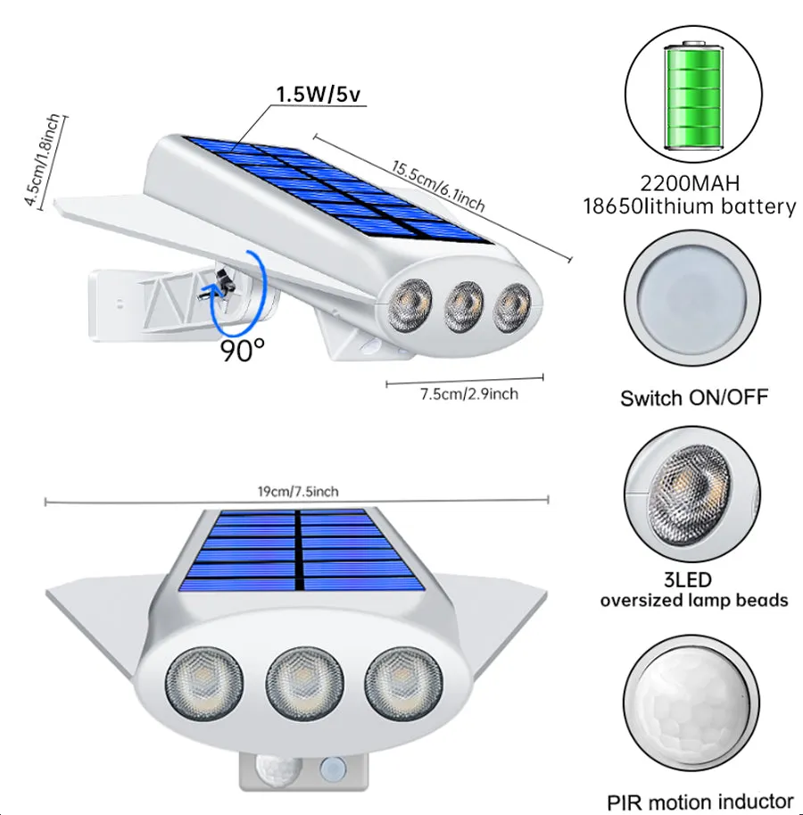 Solar Wall Light 3LED #1210