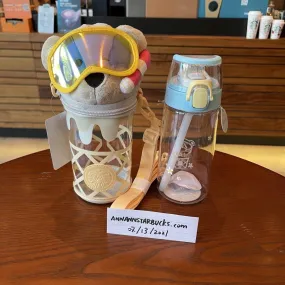 Starbucks China Snorkeling Bear Plastic Bottle with Bag (Summer Jungle 2021 Edition)